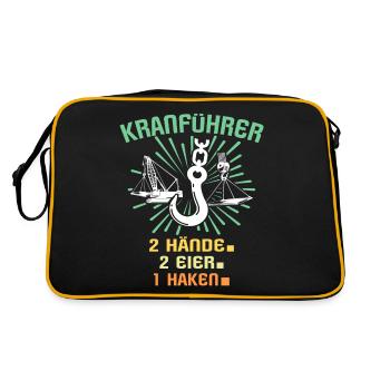Kranführer Kran Kranfahrer - Retro Tasche - Schwarz/Gold - Hinten