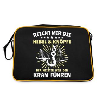Kranführer Kran Kranfahrer - Retro Tasche - Schwarz/Gold - Hinten