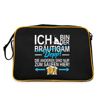 ICH bin der DEPP! Die anderen sind zum Saufen hier - Retro Tasche - Schwarz/Gold - Hinten