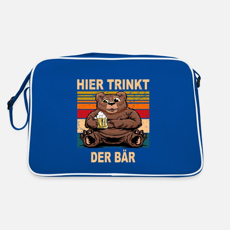 Hier Trinkt der Bär Biertrinker Sauf Spruch Bär Retro Tasche