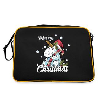 Frohe Weihnachten Einhorn Heilig Abend Bescherung - Retro Tasche - Schwarz/Gold - Hinten