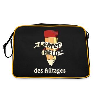 LEHRER HELD DES ALLTAGES - Retro Tasche - Schwarz/Gold - Hinten