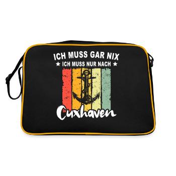 Cuxhaven Nordsee Cuxhavener - Retro Tasche - Schwarz/Gold - Hinten