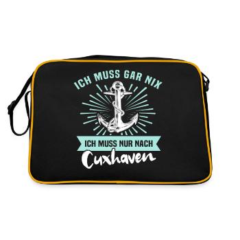Cuxhaven Nordsee Cuxhavener - Retro Tasche - Schwarz/Gold - Hinten
