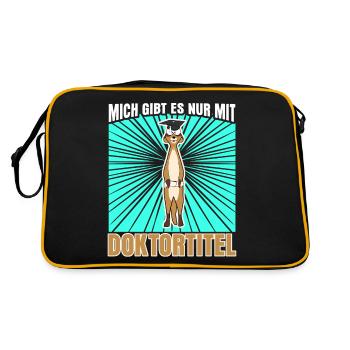 Doktortitel Erdmännchen Doktorarbeit - Retro Tasche - Schwarz/Gold - Hinten
