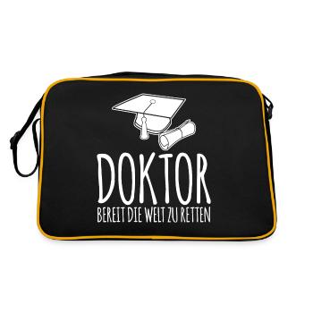 Doktortitel Doktorhut Doktorarbeit - Retro Tasche - Schwarz/Gold - Hinten