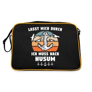 Husum Souvenir Husumer - Retro Tasche - Schwarz/Gold - Hinten