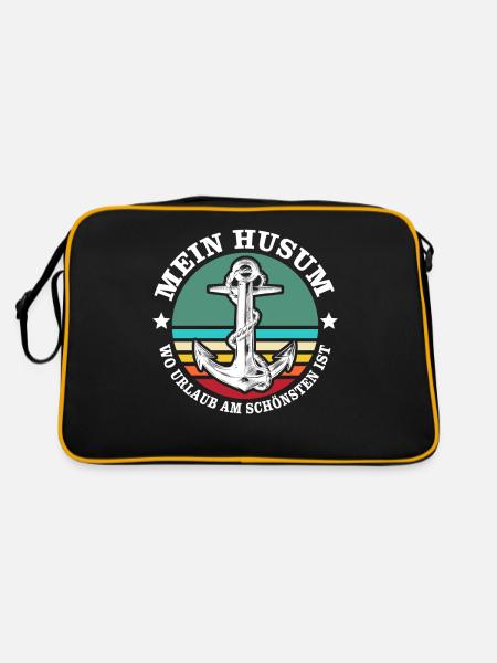 Husum Souvenir Husumer - Retro Tasche - Schwarz/Gold - Hinten