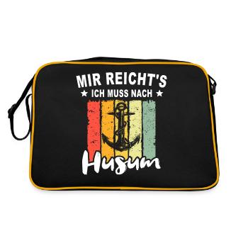 Husum Souvenir Husumer - Retro Tasche - Schwarz/Gold - Hinten