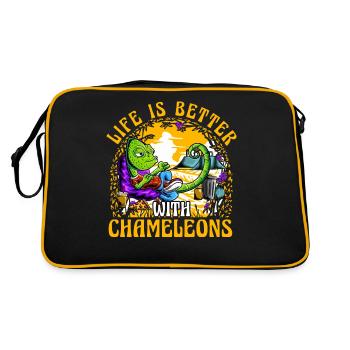 Life is better with Chameleon - Retro Bag - black/gold - Back