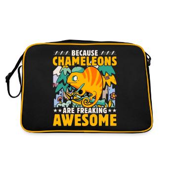 Because Chameleons are freaking awesome - Retro Bag - black/gold - Back