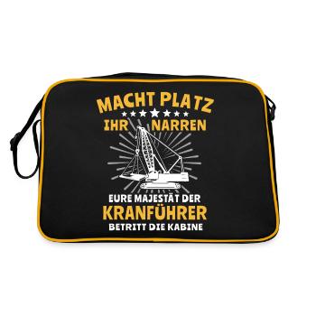 Kranführer Kranfahren Kranfahrer Kran - Retro Tasche - Schwarz/Gold - Hinten