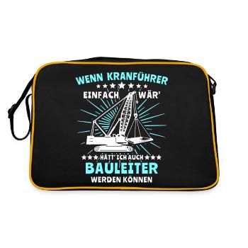 Kranführer Kranfahren Kranfahrer Kran - Retro Tasche - Schwarz/Gold - Hinten