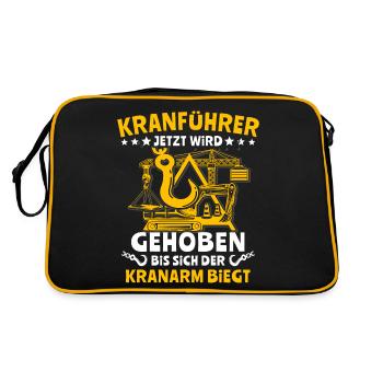 Kranführer Kranfahren Kranfahrer Kran - Retro Tasche - Schwarz/Gold - Hinten