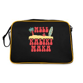 Mele Kalikimaka, Hawaii Weihnachten Familienurlaub - Retro Tasche - Schwarz/Gold - Hinten