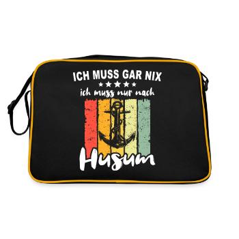 Husum Nordsee Husumer - Retro Tasche - Schwarz/Gold - Hinten