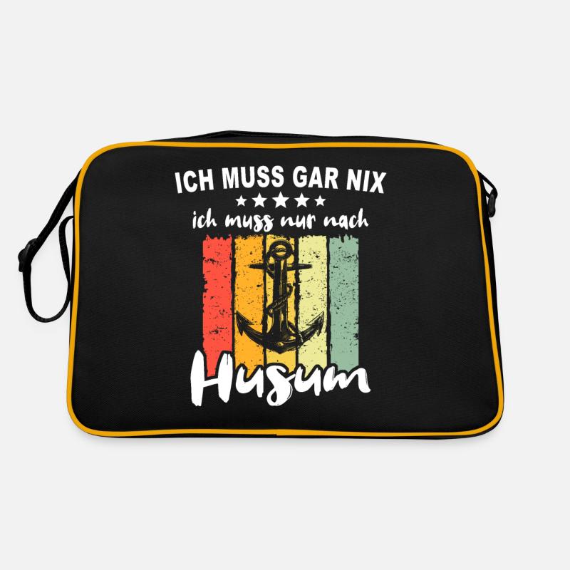 Husum Nordsee Husumer - Retro Tasche - Schwarz/Gold
