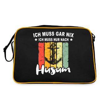 Husum Nordsee Husumer - Retro Tasche - Schwarz/Gold - Hinten
