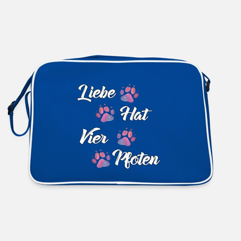 Liebe hat vier Pfoten Hunde Hundeliebhaber Gassi Retro Tasche