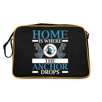 Home Is Where The Anchor Drops Schiffskapitän - Retro Tasche - Schwarz/Gold - Hinten