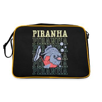 Piranha-Sammler Aquarianer Aquaristik Fischhaltung - Retro Tasche - Schwarz/Gold - Hinten