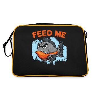 Füttere mich Piranha Sammler Aquarianer Fischzucht - Retro Tasche - Schwarz/Gold - Hinten