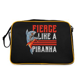 Bissig wie ein Piranha Aquarianer Aquaristik Fisch - Retro Tasche - Schwarz/Gold - Hinten