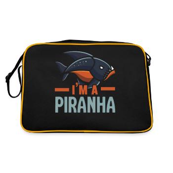 Ich bin ein Piranha-Sammler Aquarianer Aquaristik - Retro Tasche - Schwarz/Gold - Hinten