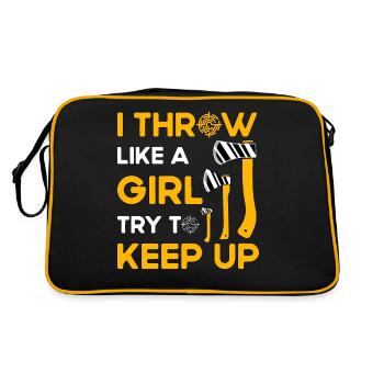 I throw like a Girl try to keep up - Retro Bag - black/gold - Back