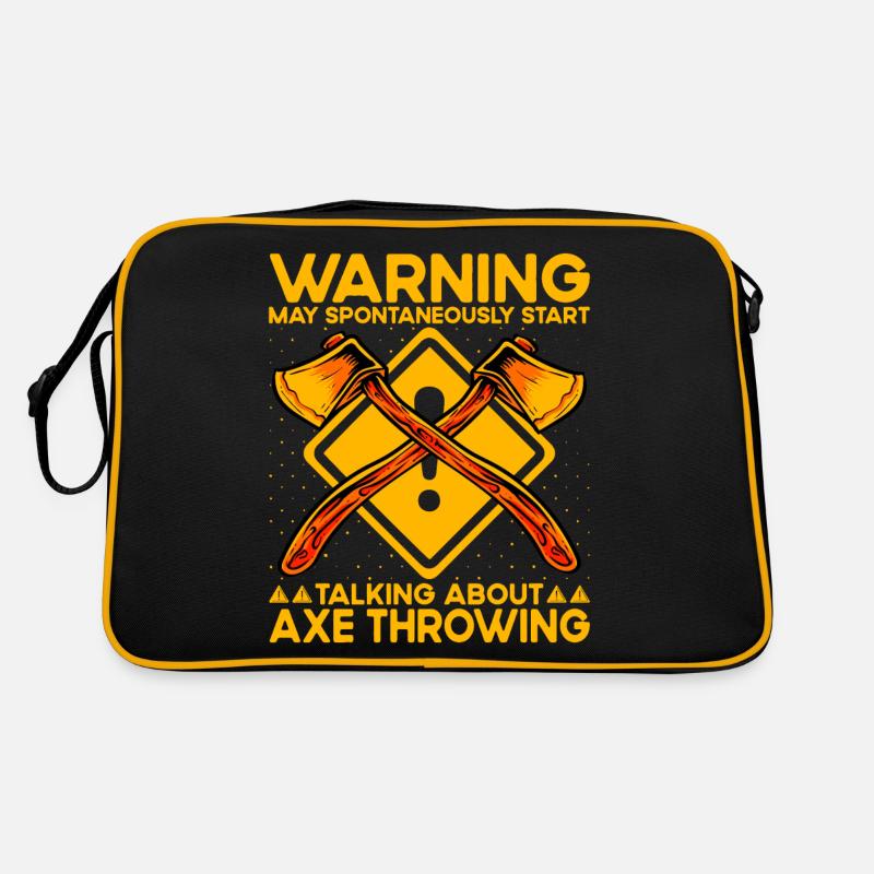 Warning may spontaneously talking Axe Throwing Retro Tasche