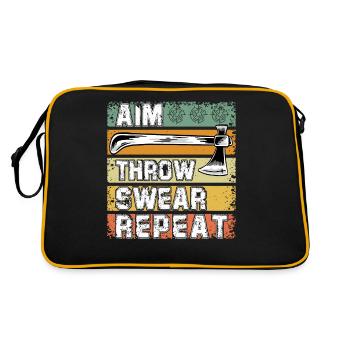 Aim throw swear Repeat - Retro Tasche - Schwarz/Gold - Hinten