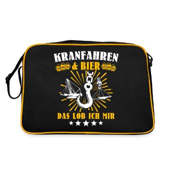 Kranführer Kranhaken Kranfahrer - Retro Tasche - Schwarz/Gold - Hinten