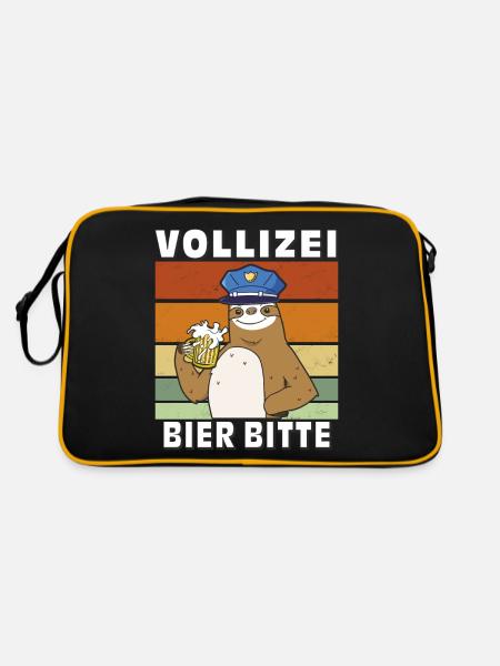 VOLLIZEI BIER BITTE - Retro Tasche - Schwarz/Gold - Hinten