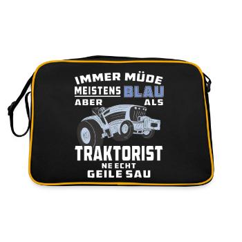 IMMER MÜDE MEISTENS BLAU TRAKTORIST - Retro Tasche - Schwarz/Gold - Hinten
