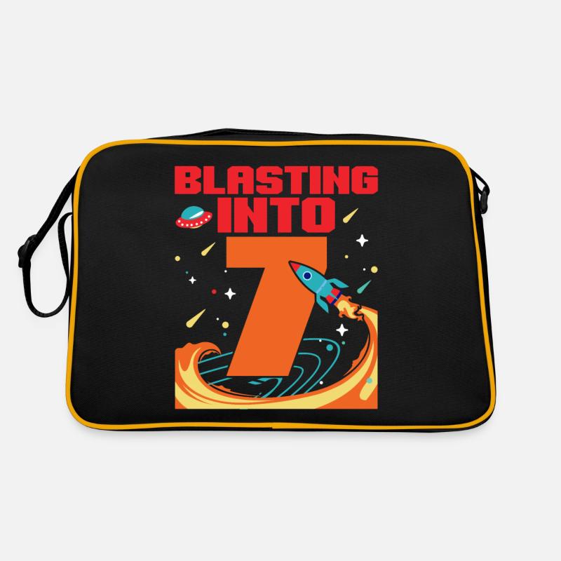 Blasting Into 7 7. Geburtstag Feier Bday Retro Tasche