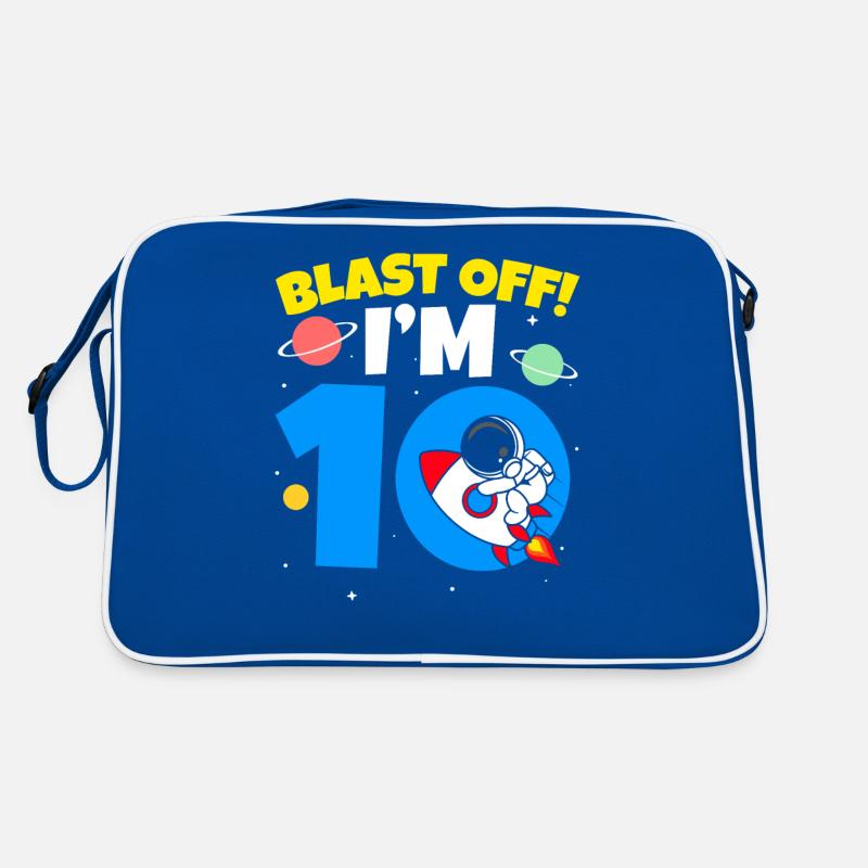 Blast Off I'm 10 10th Birthday Celebration Bday Retro Bag