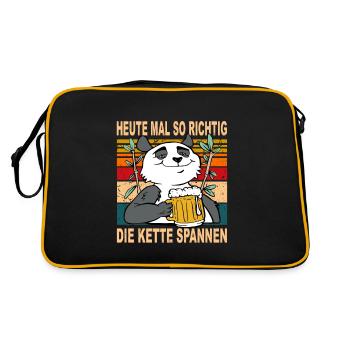 Heute mal Ordentlich die Kette Spannen Witzig - Retro Tasche - Schwarz/Gold - Hinten