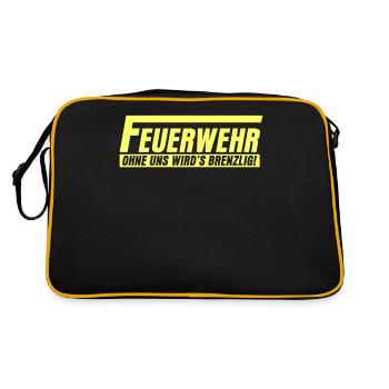 Jugendfeuerwehr Berufsfeuerwehr - Retro Tasche - Schwarz/Gold - Hinten