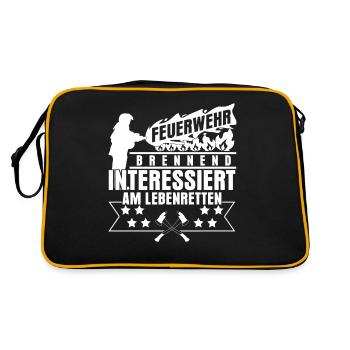 Jugendfeuerwehr Feuerwehr - Retro Tasche - Schwarz/Gold - Hinten