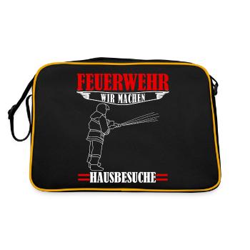 Jugendfeuerwehr Hausbesuch Feuerwehr - Retro Tasche - Schwarz/Gold - Hinten