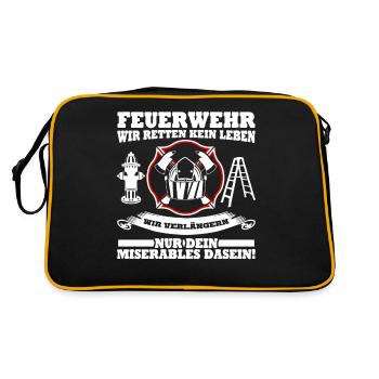 Jugendfeuerwehr Witz Feuerwehr - Retro Tasche - Schwarz/Gold - Hinten