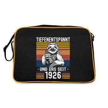 Faultier Geburtstag 1926 Geboren Jahrgang 1926 - Retro Tasche - Schwarz/Gold - Hinten