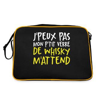 Je Peux Pas Mon P'tit Verre De Whisky M'attend - Sac Retro - noir/or - Dos