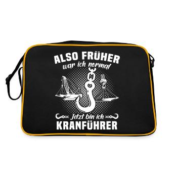 Kranführer Sprüche Kran Kranfahrer - Retro Tasche - Schwarz/Gold - Hinten