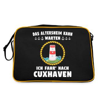 Cuxhaven Souvenir Cuxhavener Nordsee - Retro Tasche - Schwarz/Gold - Hinten