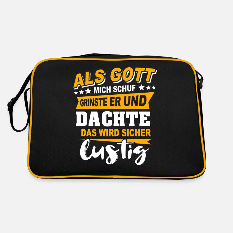 Gott Schuf Grinste Lustig - Retro Tasche - Schwarz/Gold