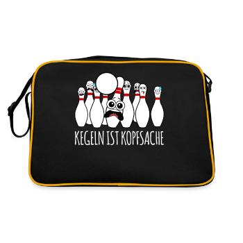 Kegeln ist Kopfsache - Retro Tasche - Schwarz/Gold - Hinten