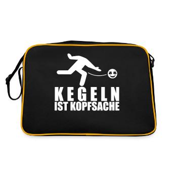 Kegeln Kegelverein Kegelverein Kegelbahn - Retro Tasche - Schwarz/Gold - Hinten