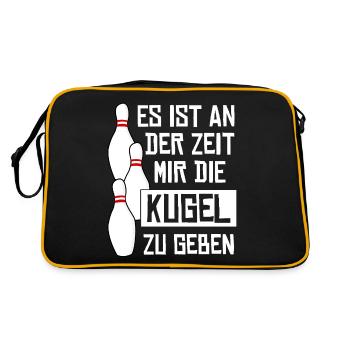 Kegeln Kugel Kegelbahn Kegelverein - Retro Tasche - Schwarz/Gold - Hinten