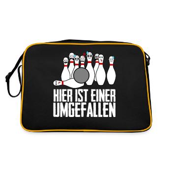 Kegeln Bowling Kegelbahn Kegelverein - Retro Tasche - Schwarz/Gold - Hinten
